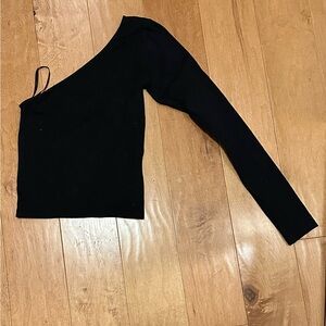 Motel Rocks Black Asymmetrical Long Sleeved Fitted Top